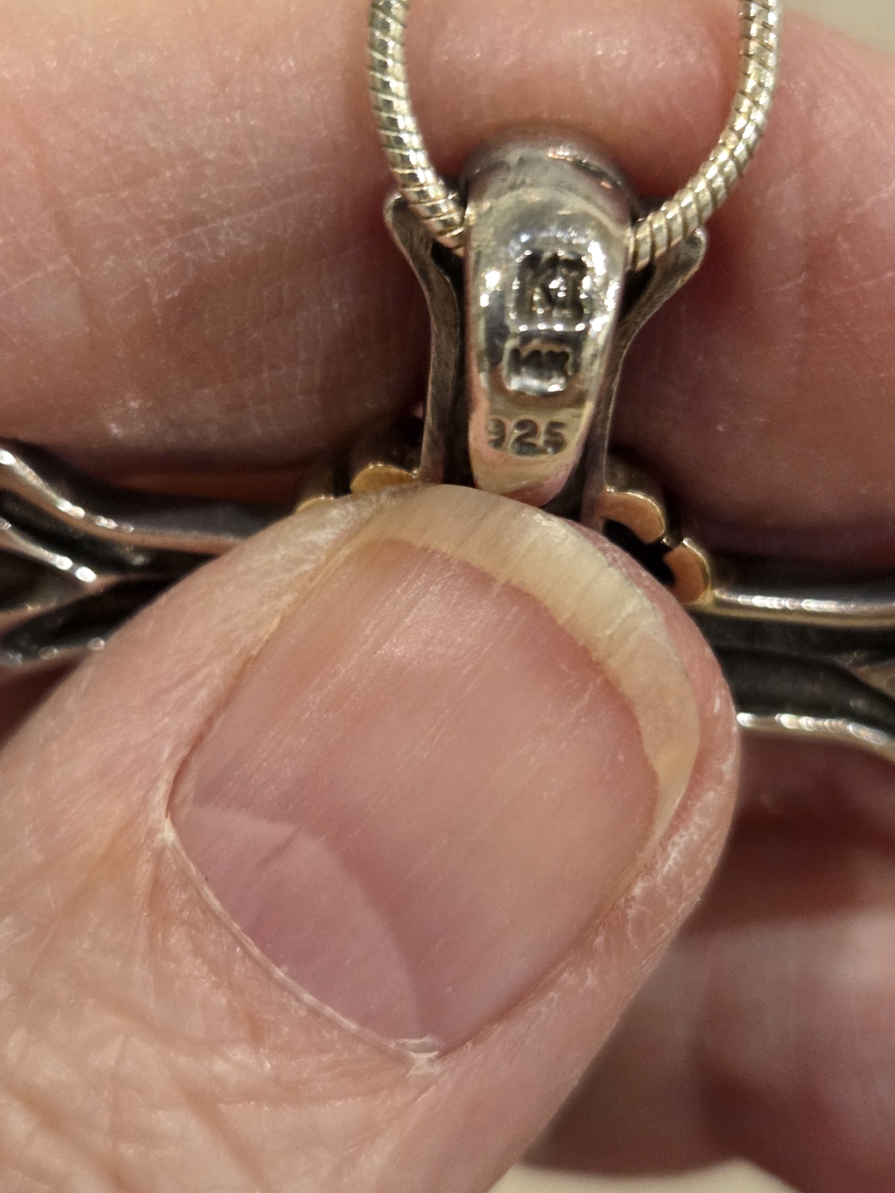 Two-Tone Cross Pendant Necklace in Sterling - Picture 5 of 7